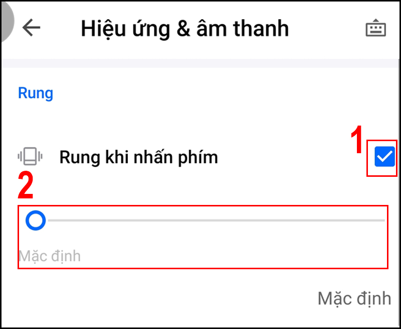 Tick vào ô Rung khi nhấn phím để bật rung trên bàn phím Laban Key